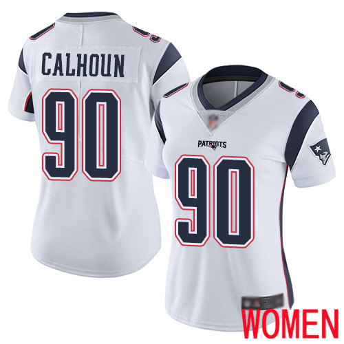 New England Patriots Football 90 Vapor Limited White Women Shilique Calhoun Road NFL Jersey